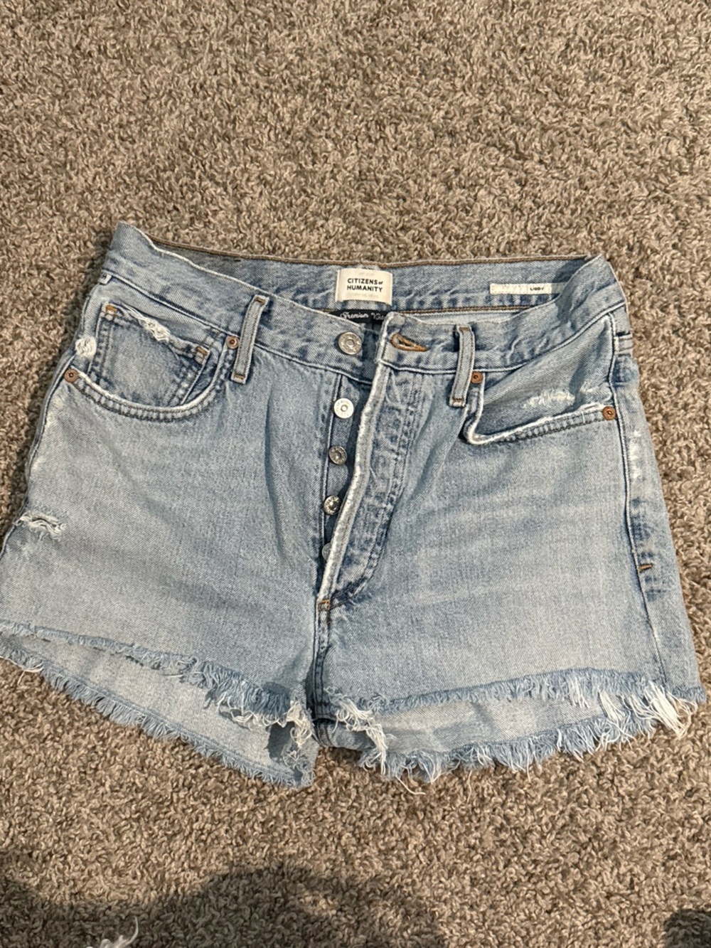 Citizens of Humanity Light Wash Distressed Denim Cutoff Shorts
